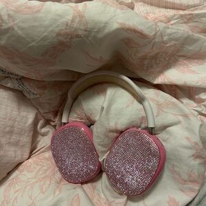 Pink Rhinestone Wireless Headphones